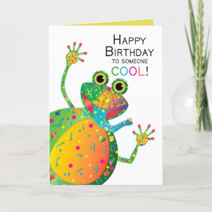 Carte Anniversaire, COOL, Frog, Collection Kaleidoscope