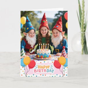 Carte Anniversaire Coupe le gâteau avec vos Gnomes