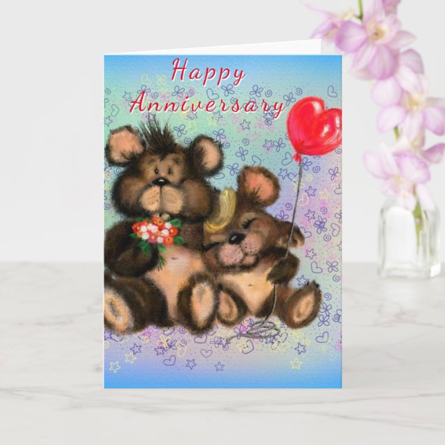 Carte Anniversaire Couple Bear Love (Orchidée)