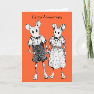 Carte Anniversaire : Couple De Souris Cute Au Crayon