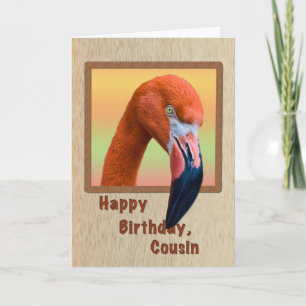 Carte Anniversaire, Cousin, Flamant rose Bird
