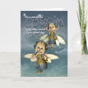 Carte Anniversaire - Cousin - Lune Cutie Pie Fairi