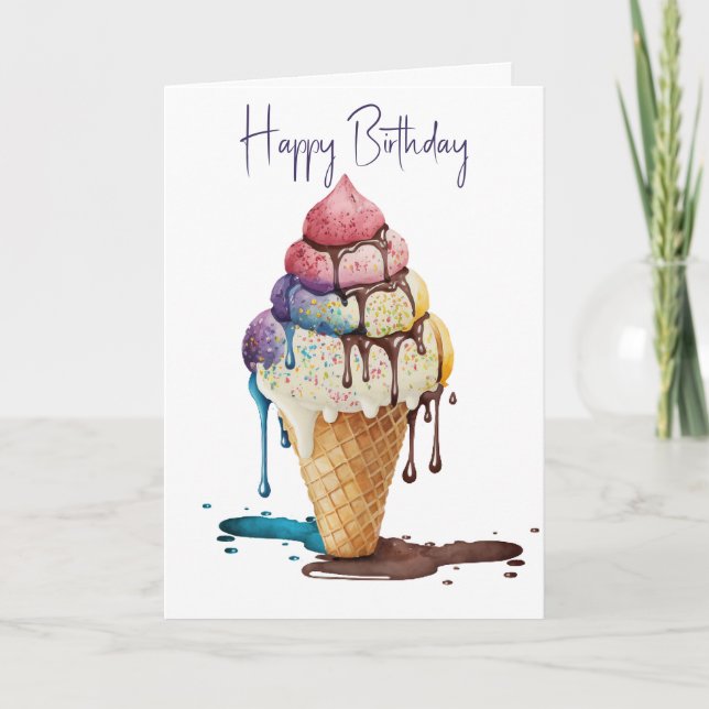 Carte Anniversaire Crème de glace cône (Devant)