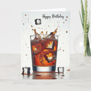 Carte Anniversaire Cube De Glace Splash In Whiskey