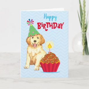 Carte Anniversaire Cupcake Golden Retriever