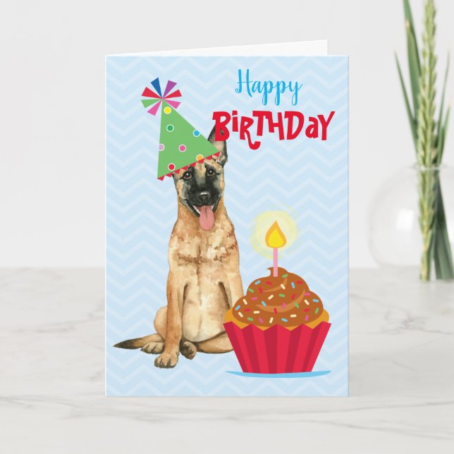 Carte Anniversaire Cupcake Malinois (Devant)