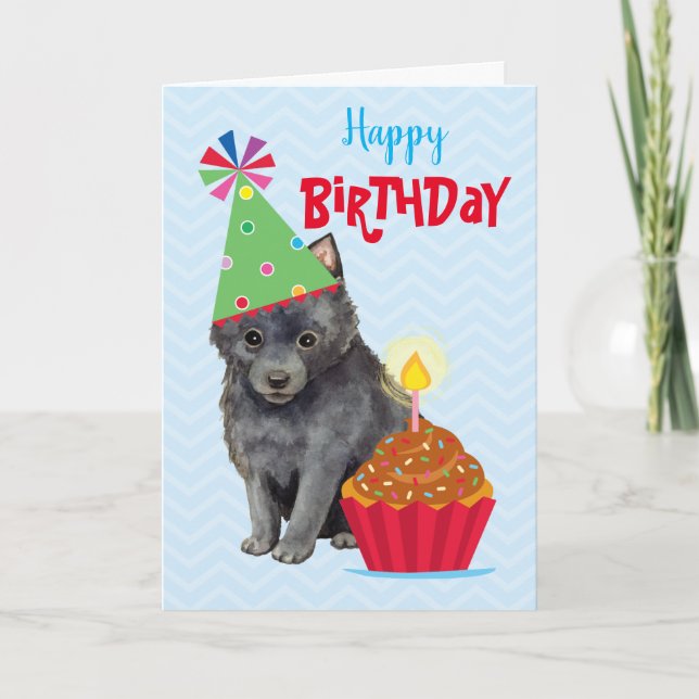 Carte Anniversaire Cupcake Schipperke (Devant)