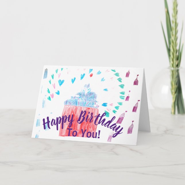 Carte Anniversaire - Cupcake Surprise - Blanc - Matte (Devant)
