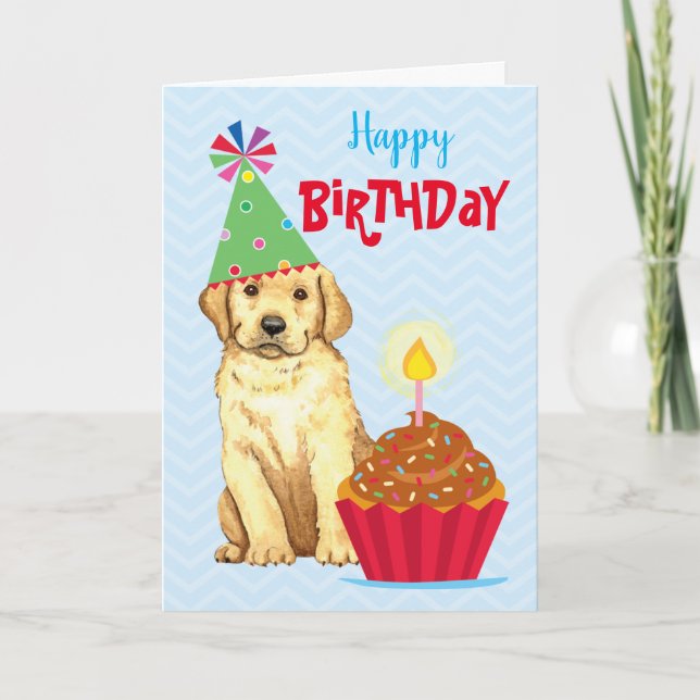 Carte Anniversaire Cupcake Yellow Lab (Devant)
