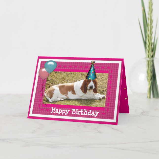 Carte Anniversaire Cute Basset (Devant)