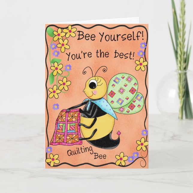 Carte Anniversaire d'abeille fantaisie de miel d'abeille (Devant)