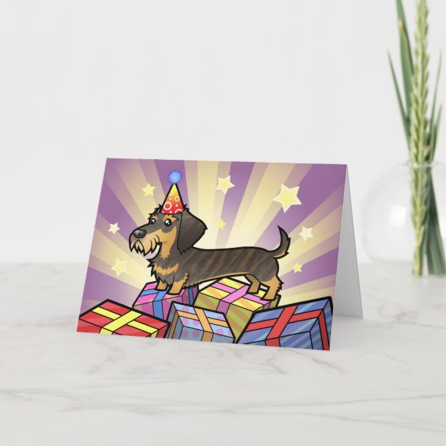 Carte Anniversaire Dachshund (cheveux filaires) (Devant)
