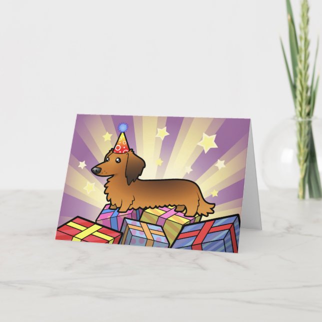 Carte Anniversaire Dachshund (longhair) (Devant)