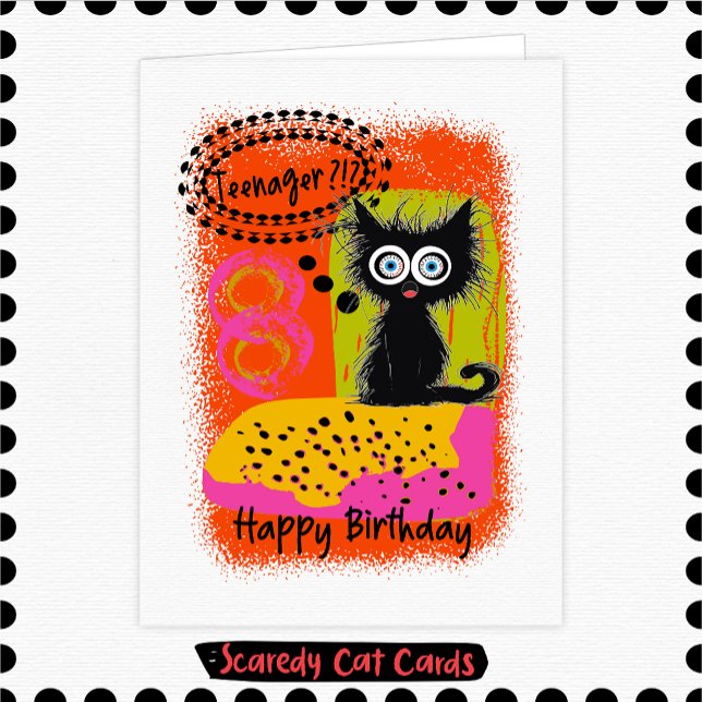 Carte Anniversaire d'ado Chat Peureux (Créateur téléchargé)