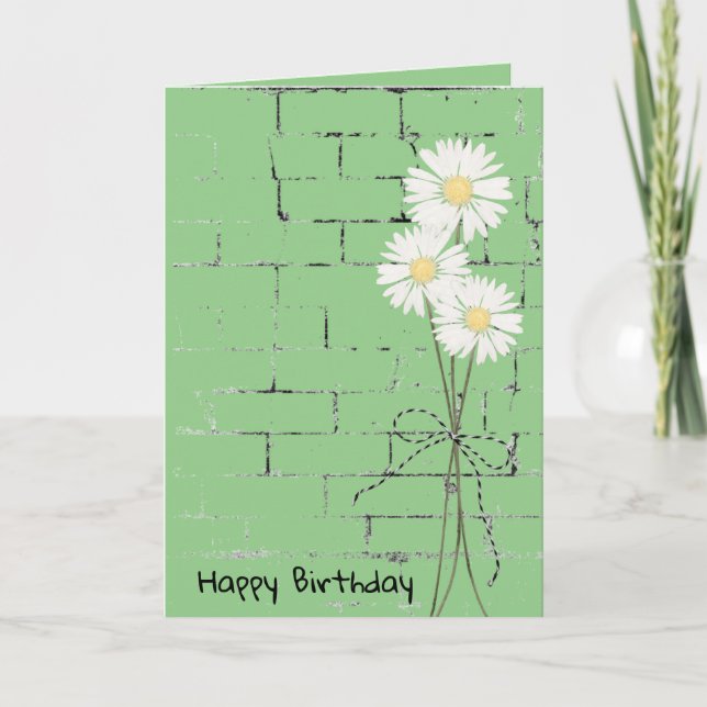 Carte Anniversaire Daisy Bouquet sur brique (Devant)
