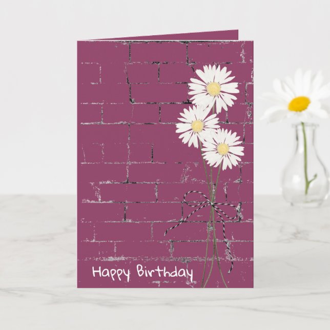 Carte Anniversaire Daisy Bouquet sur brique (Petite plante)