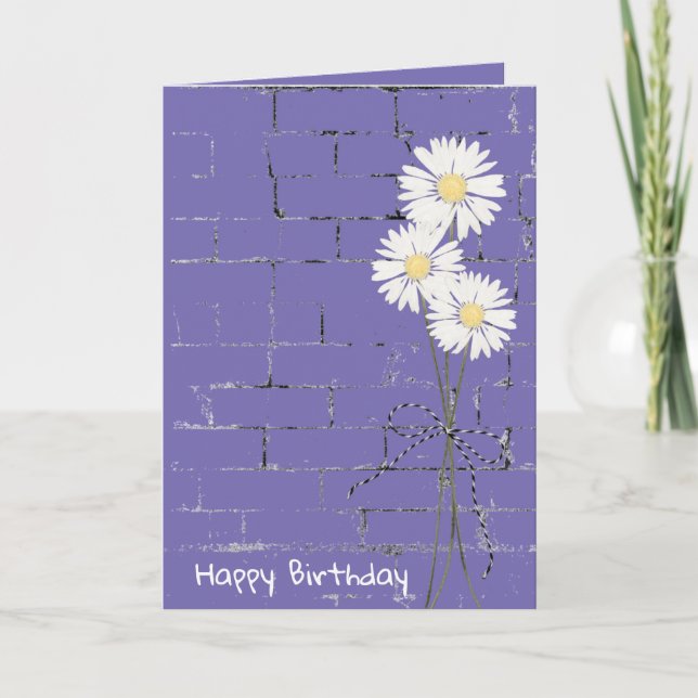 Carte Anniversaire Daisy Bouquet sur brique (Devant)