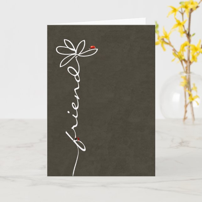 Carte anniversaire d'ami marguerites et coccinelles sur  (Fleur jaune)