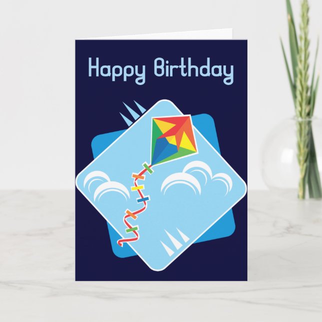 Carte Anniversaire d'amusement de cerf-volant (Devant)