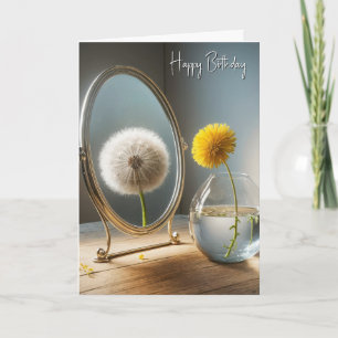 Carte Anniversaire Dandelion réflexion dans un miroir