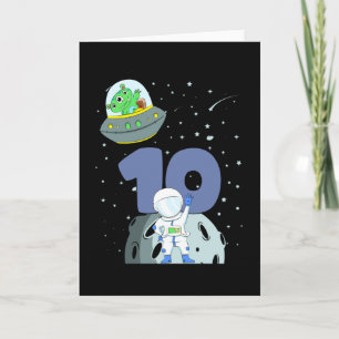 Carte ANNIVERSAIRE DANS L'ESPACE 10 Anniversaire Garçon 