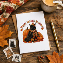 Anniversaire d'automne Chat noir  cosy