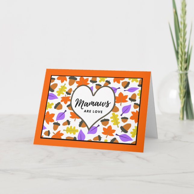 Carte Anniversaire d'automne pour Mamaw Feuilles colorée (Devant)