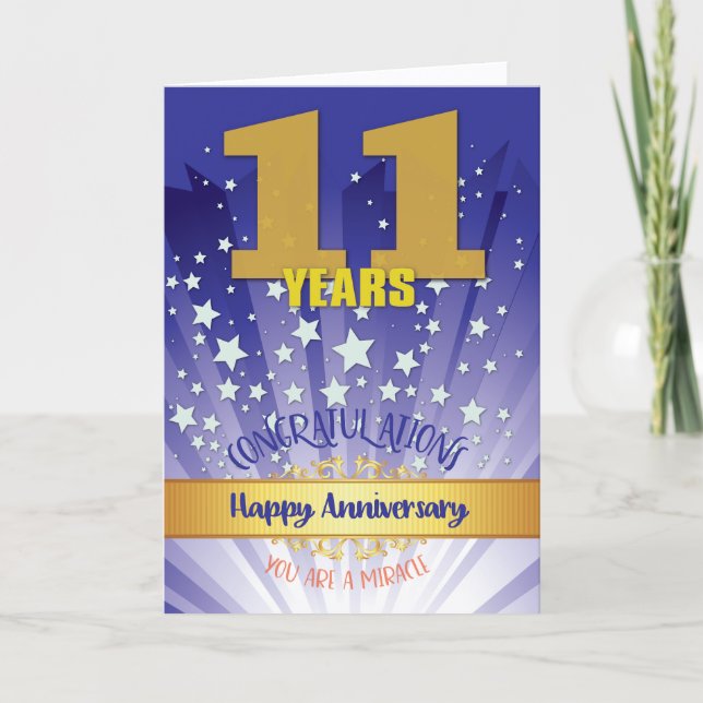 Carte Anniversaire de 11 ans de rétablissement chiffre g (Devant)