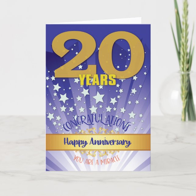 Carte Anniversaire de 20 ans de rétablissement chiffre g (Devant)