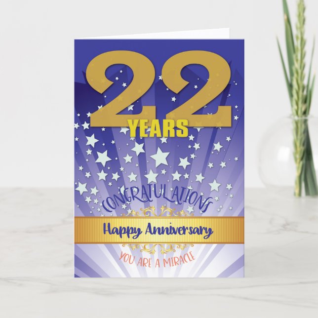 Carte Anniversaire de 22 ans de rétablissement chiffre g (Devant)
