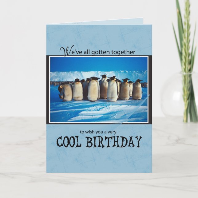 Carte Anniversaire de 3762 pingouins de groupe (Devant)