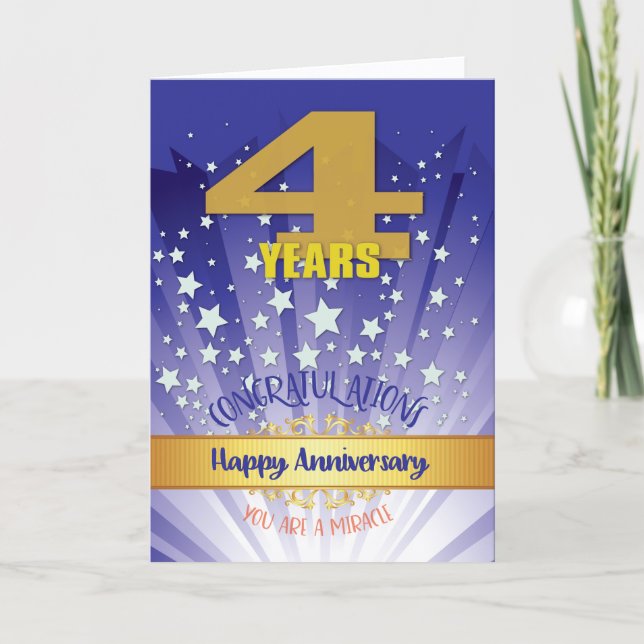 Carte Anniversaire de 4 ans de rétablissement chiffre gr (Devant)