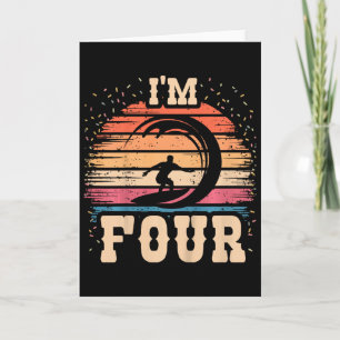 Carte Anniversaire de 4 ans Surfant Garçon Fille 4ème Pl
