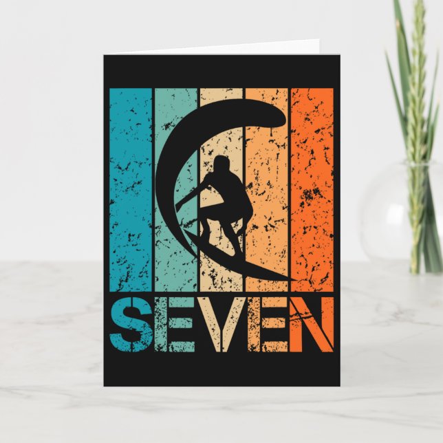 Carte Anniversaire de 7 ans de surf 7 ans Garçon Fille N (Devant)