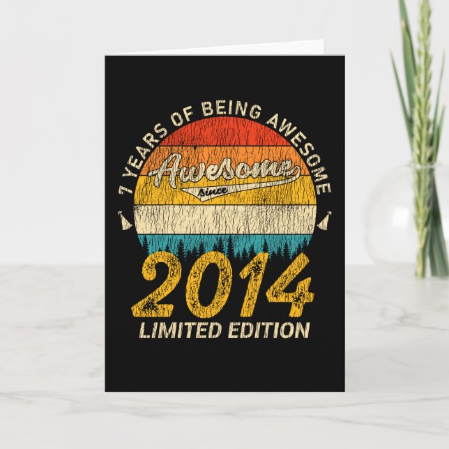 Carte anniversaire de 7 ans Retro Awesome 7e anniversair (Devant)