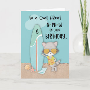 Carte Anniversaire de 8 ans Grand Neveu Plage Drôle Rato