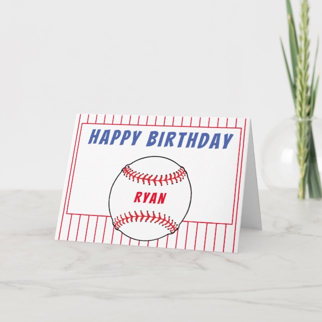 Carte Anniversaire de Baseball Enfants Personnalisés (Devant)