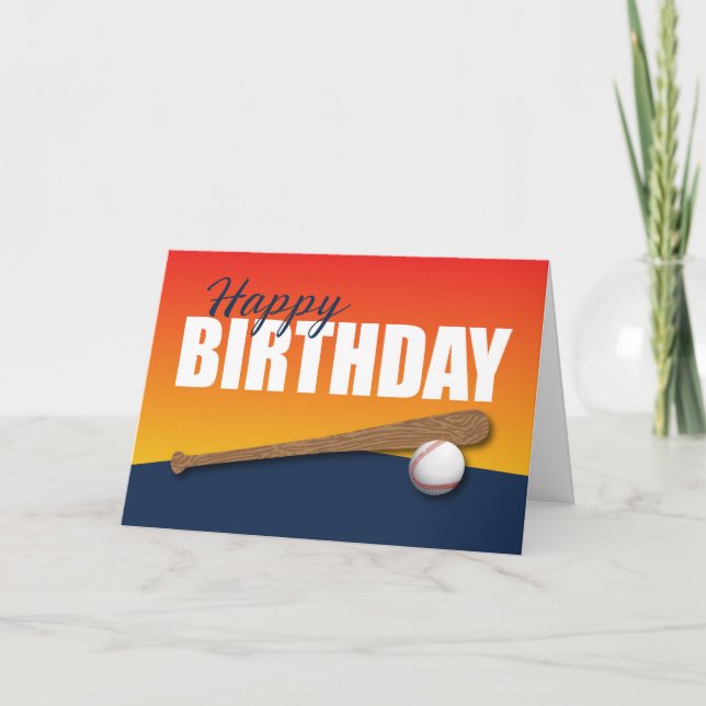 Carte Anniversaire de baseball sur Blue et Orange Athlet (Devant)