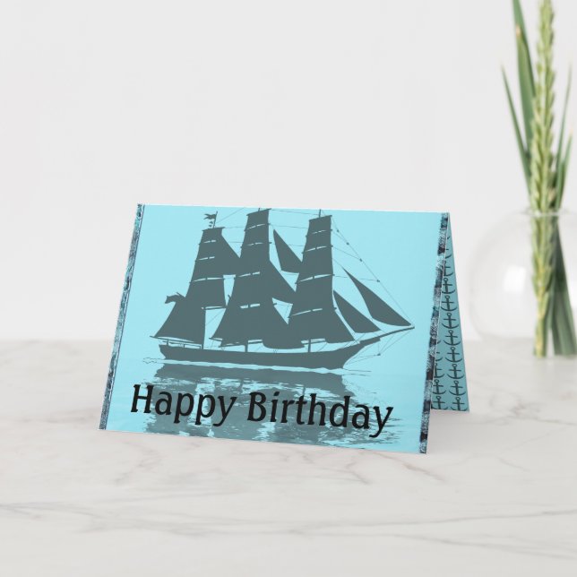 Carte Anniversaire de bateau de Viking (Devant)