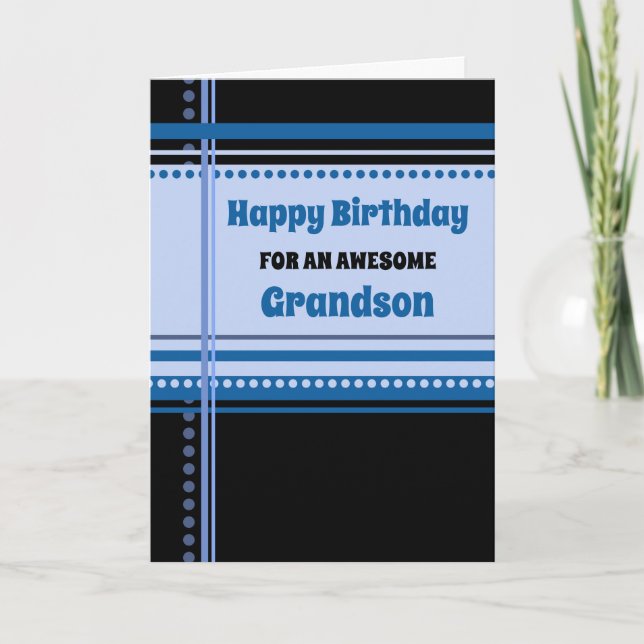 Carte Anniversaire de Blue Retro Grandson (Devant)