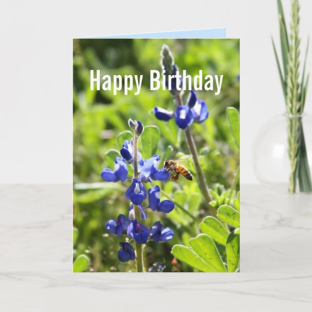 Carte Anniversaire de Bluebonnet de Texas joyeux (Devant)