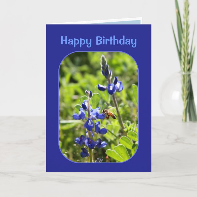 Carte Anniversaire de Bluebonnets de Texas joyeux (Devant)