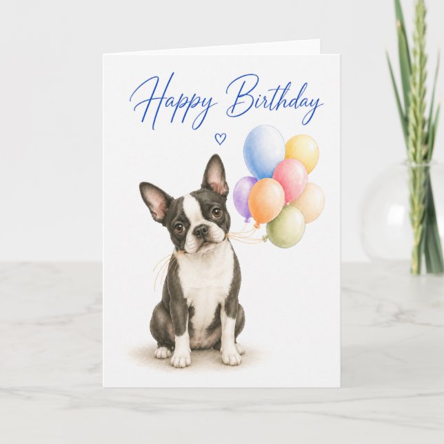 Carte Anniversaire de Boston Terrier (Devant)