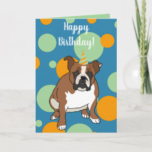 Carte Anniversaire de Bouledogue Anglais personnalisable