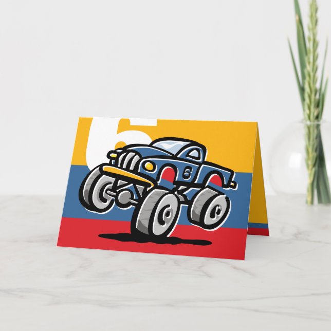 Carte Anniversaire de camion de monstre 6ème (Devant)