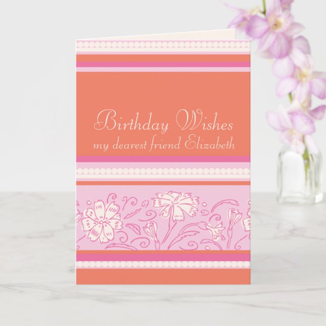 Carte Anniversaire de Carnation orange et rose (Orchidée)