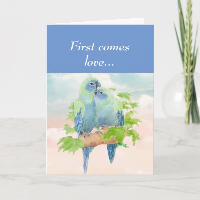 Carte Anniversaire de celui que j'aime les perroquets bl (Devant)