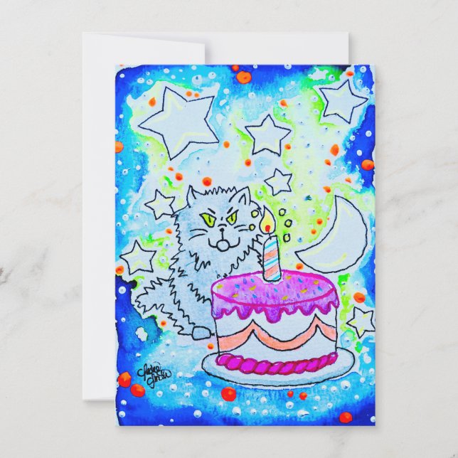 Carte anniversaire de chat (Devant)