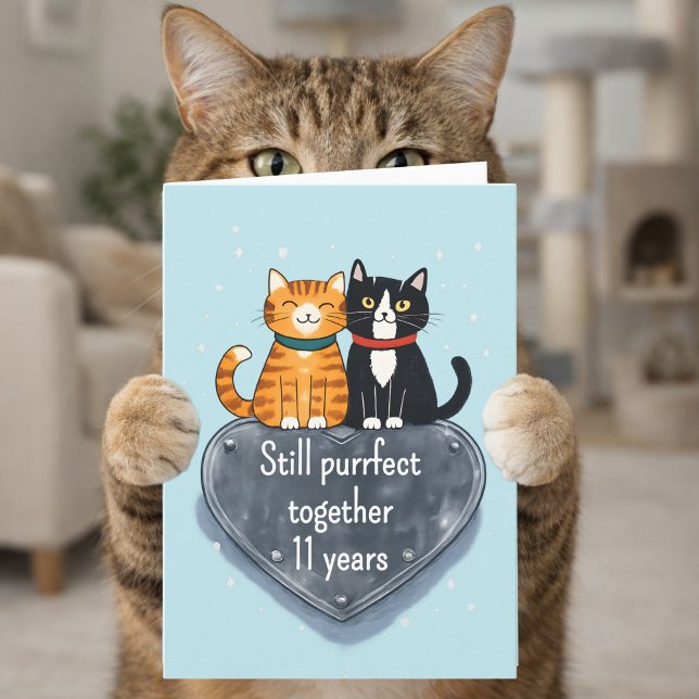Carte anniversaire de chat 11 ans de mariage (Créateur téléchargé)