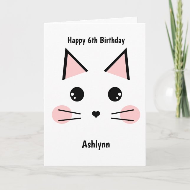 Carte Anniversaire de chat Kitty personnalisé (Devant)